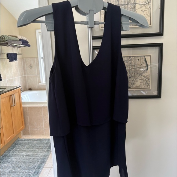 Zouk Navy Blue Flowy Blouse Size Medium - Picture 4 of 5